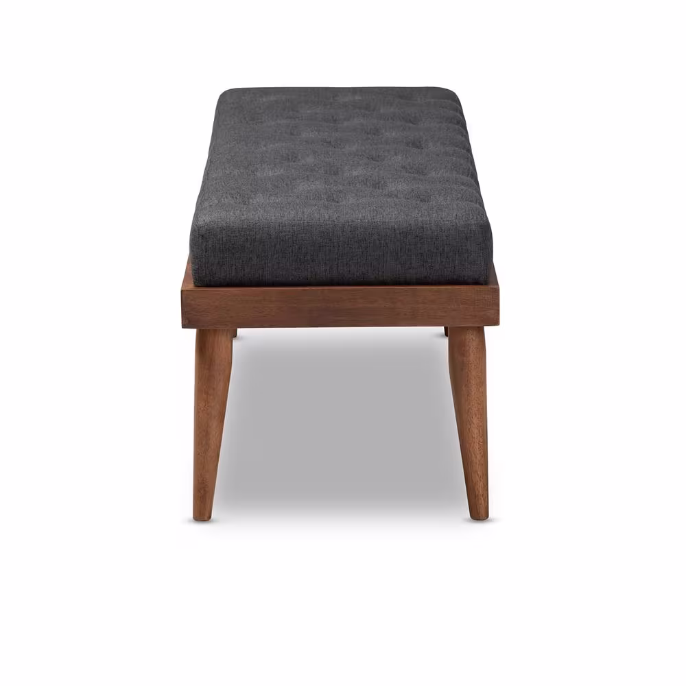 Baxton Studio Linus Charcoal and Walnut Bench