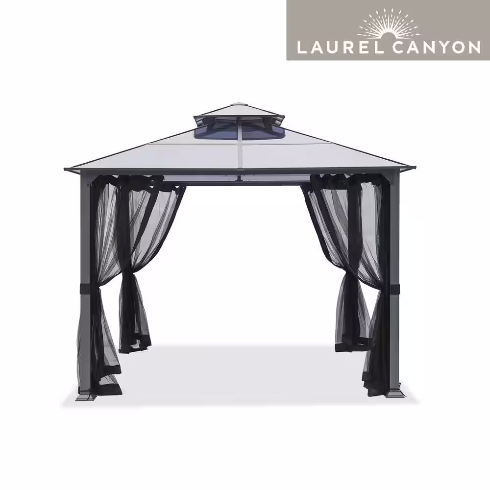 LAUREL CANYON 10 ft. x 10 ft. Polycarbonate Gazebo with Mosquito Netting (2-Tier)