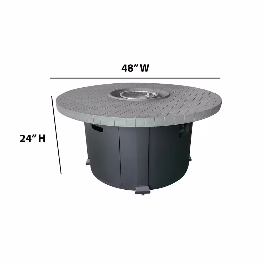 None 48 in. Round Propane Fire Pit with Protective Cover