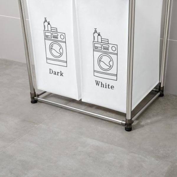 None Black-White Fabric Laundry Basket with 4-Removable Bags