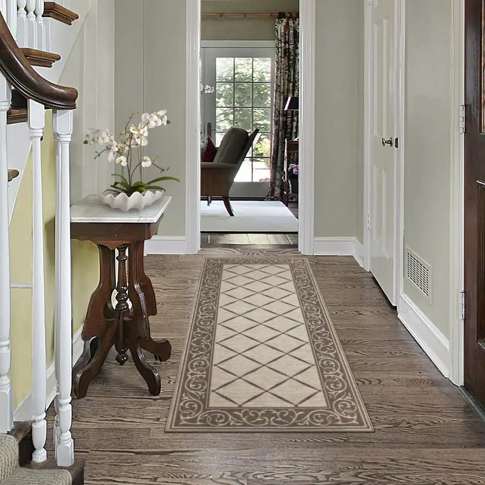 TrafficMaster Horchow Tan 2 ft. x 5 ft. Trellis Polyester Accent Rug