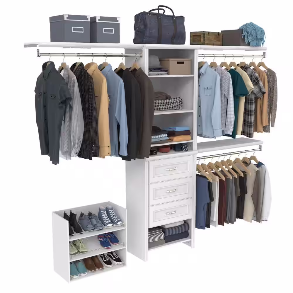 ClosetMaid Impressions Premium 60 in. W - 120 in. W White Wood Closet System