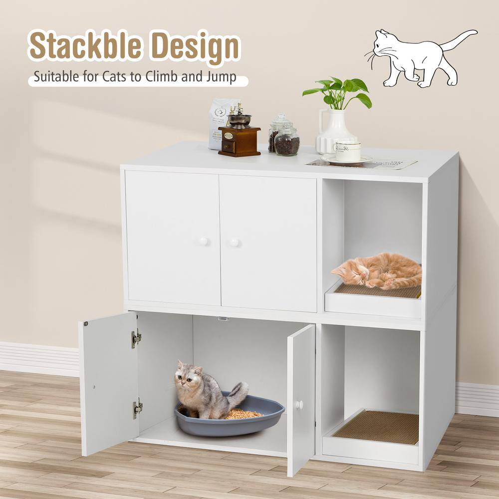 None 35 1/2 in. x 20 in. MDF Cat Litter Box Enclosure in White