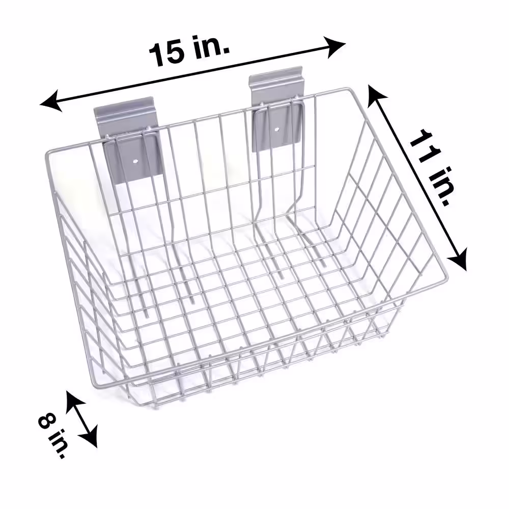 CROWNWALL 15 in. L x 11 in. W x 8 in. H Slatwall Medium Wire Basket (3-Pack)