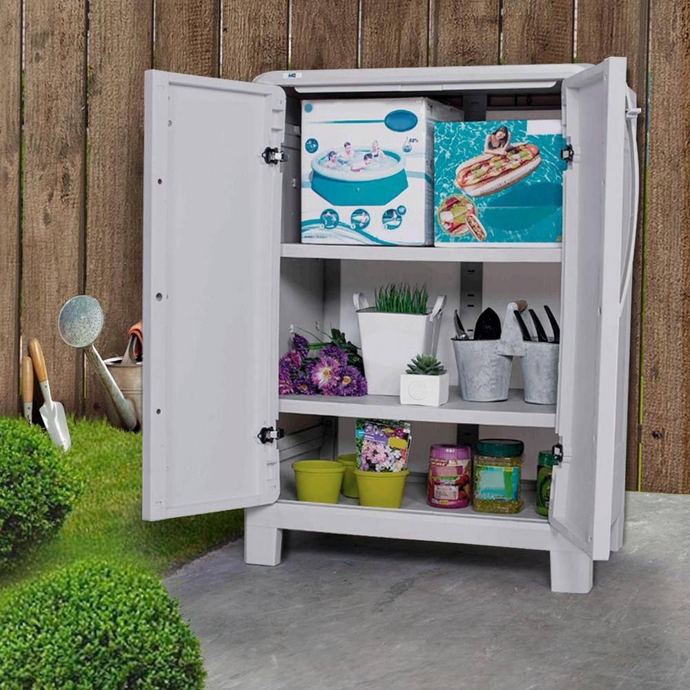 MQ Plastic Freestanding Garage Cabinet in Gray (28 in. W x 39 in. H x 18 in. D)