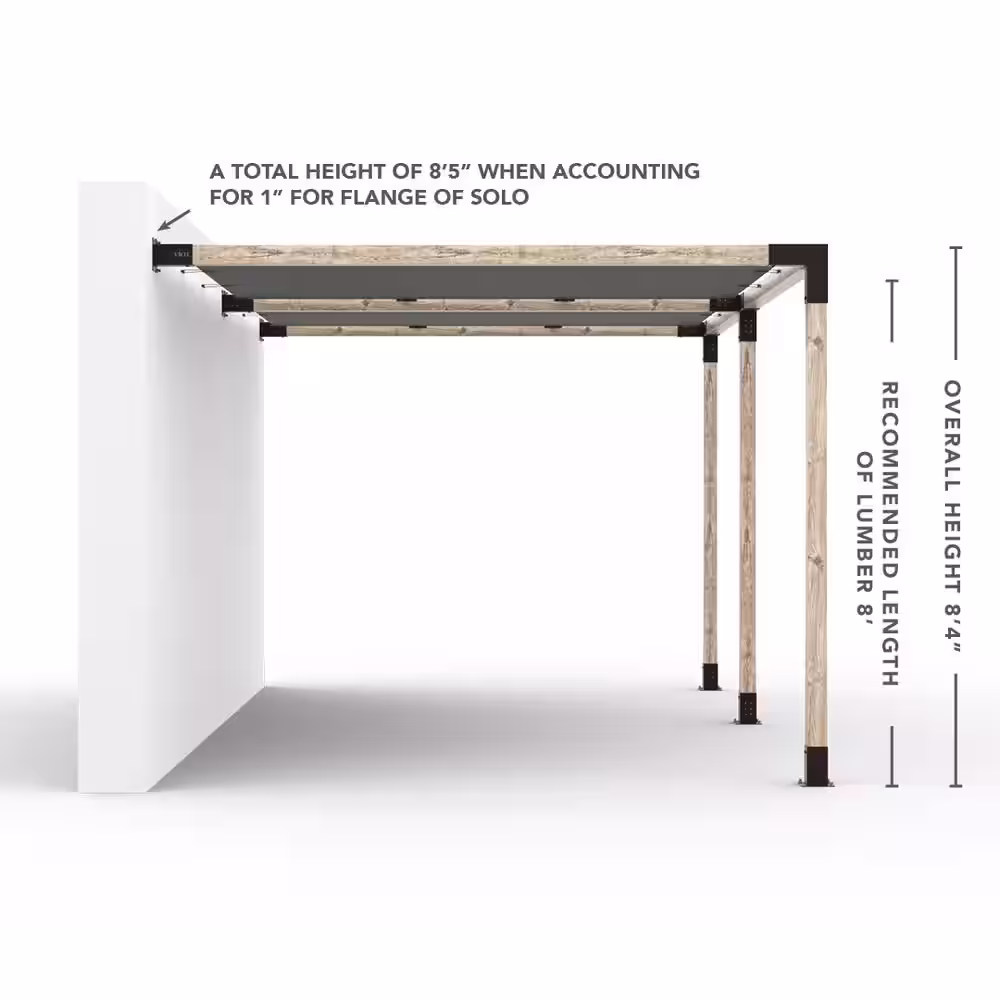 TOJA GRID 10 ft. L x 18 ft. W Double Wall Mount Pergola Kit with 2 White Shade Sails, 4x4 Wood