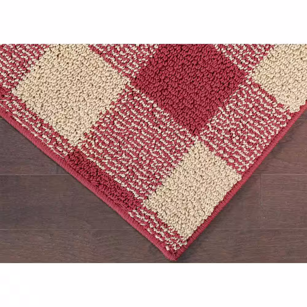 Garland Rug Country Living Chili/Ivory 7 ft. x 10 ft. Buffalo Plaid Indoor/Outdoor Area Rug