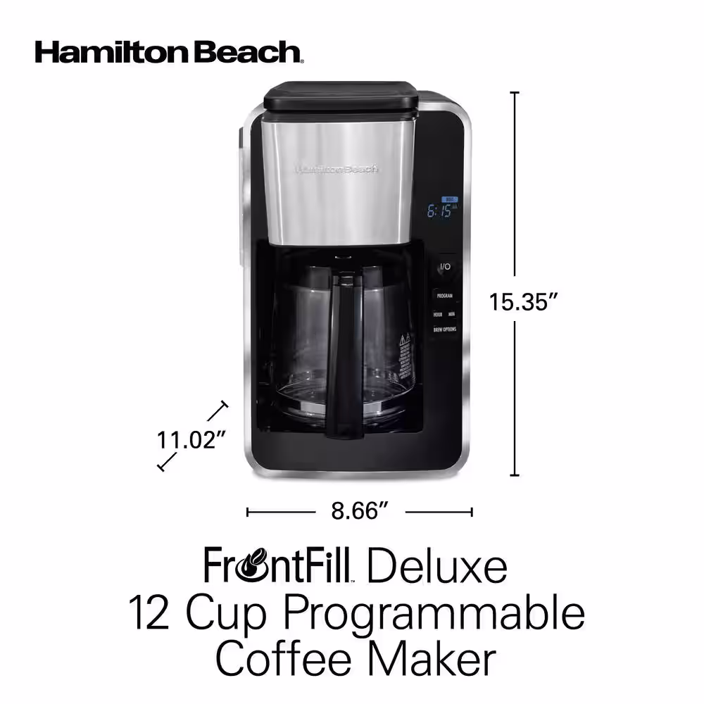 Hamilton Beach Frontfill Deluxe 12-Cup Black Programmable Drip Coffee Maker
