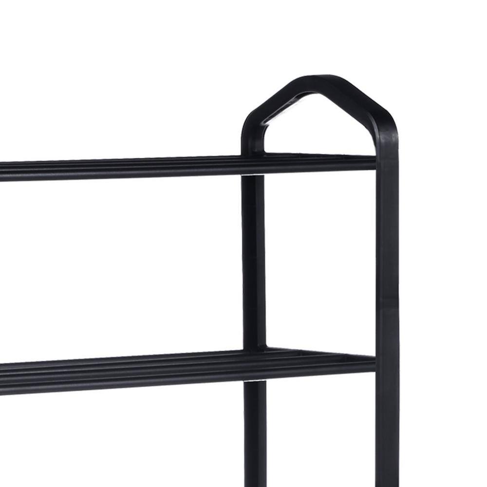 None 24.5 in. H 12-Pair Black Shoe Rack