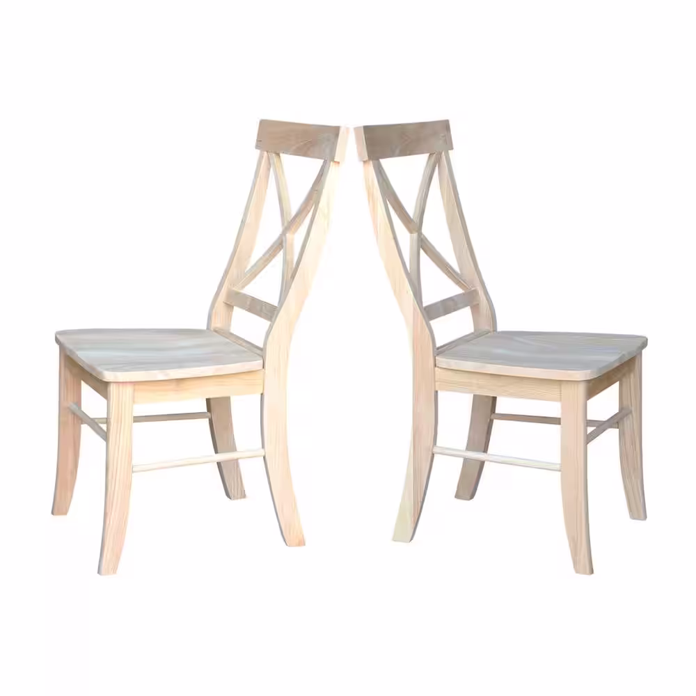 International Concepts Alexa Unfinished Wood X-Back Dining Chair (Set of 2)