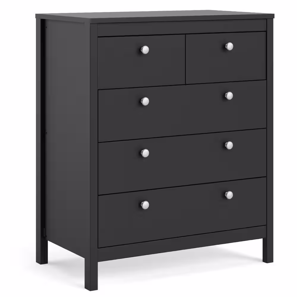 Tvilum Madrid Black Matte Finish 5 Drawer Chest of Drawer (32.4 in W x 38.94 in H.)