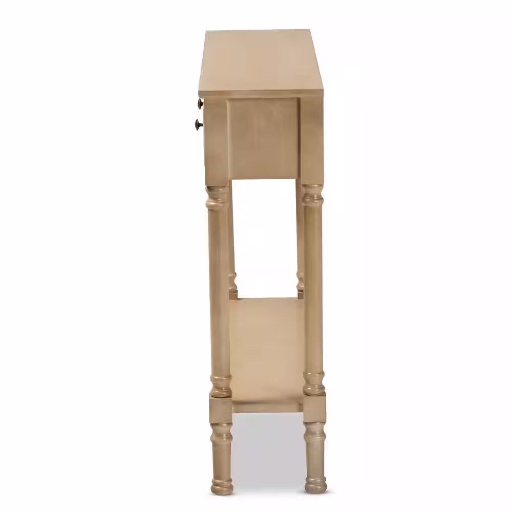 Baxton Studio Calvin 10 in. Oak Brown Standard Rectangle Wood Console Table with Drawers