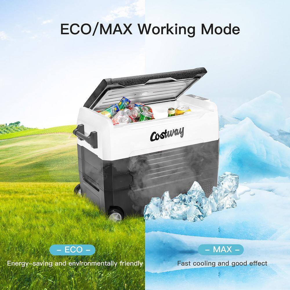 Costway 58 Quarts Car Refrigerator Portable RV Freezer Dual Zone Coolers Black