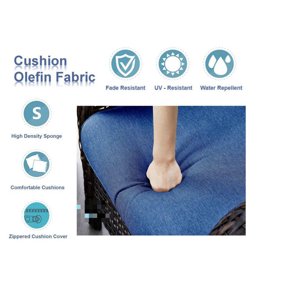 Gymojoy Carolina 4-Piece Wicker Patio Conversation Set with Gray Cushions