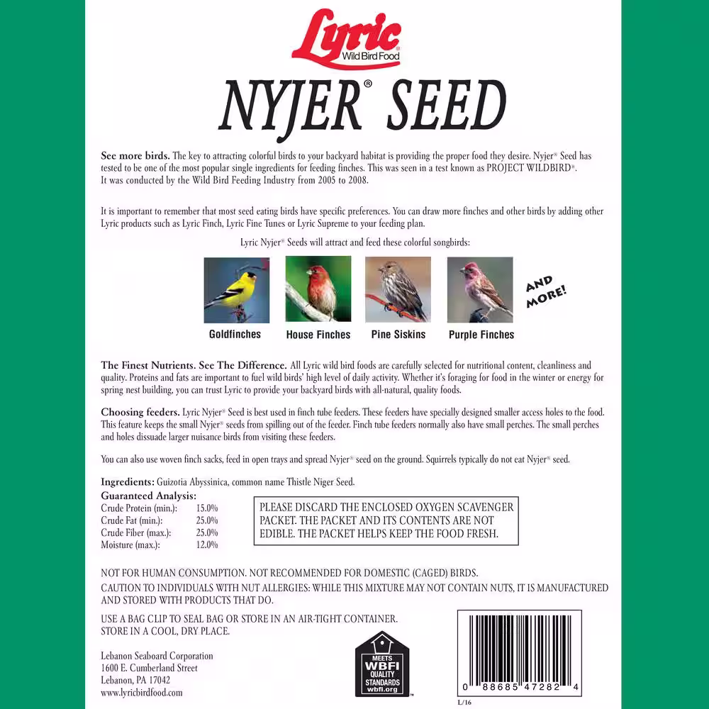 Lyric 10 lbs. Nyjer Seed Wild Bird Seed Finch Food