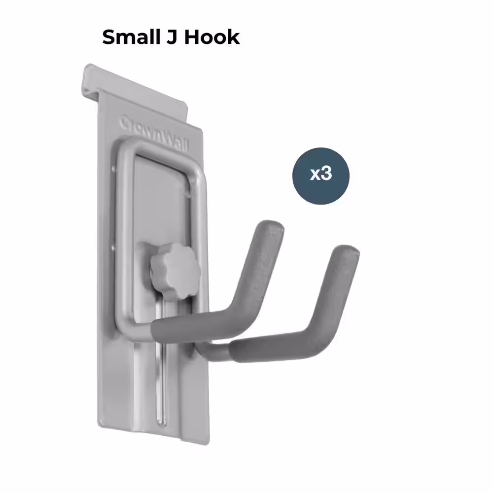 CROWNWALL Slatwall 55 lbs. Locking Small J Hook (3-Pack)