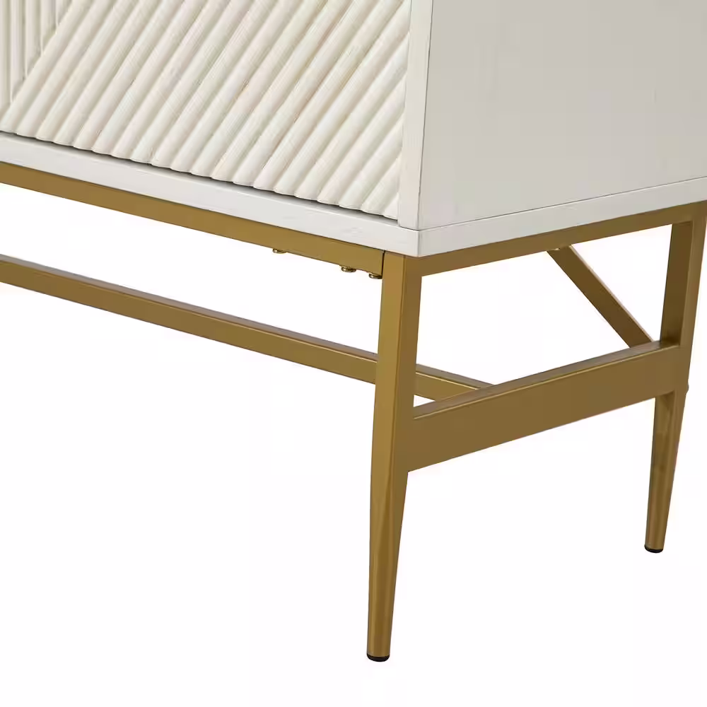 JAYDEN CREATION Wemher White 65 in. Wide Sideboard with Adjustable Shelves