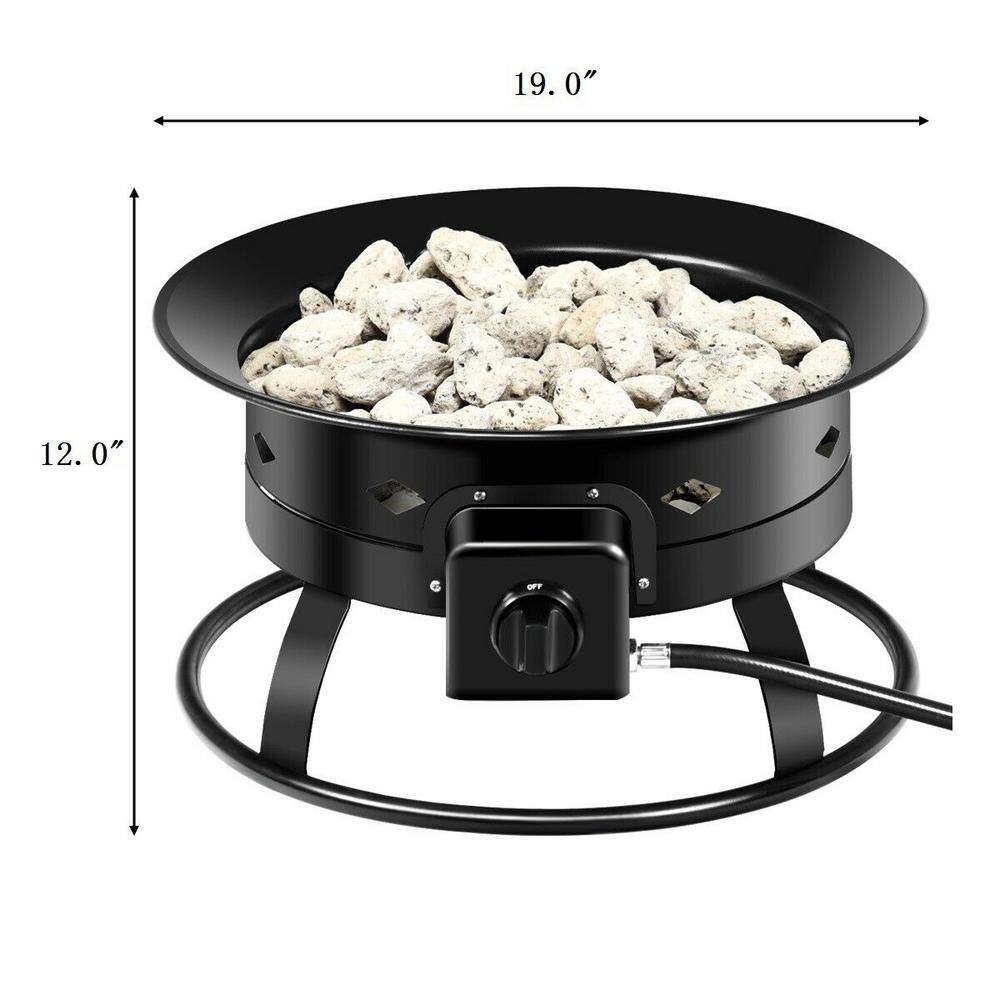 Costway 19 in. W x 12 in. H Outdoor Iron Black with Powder Coating Fire Pit