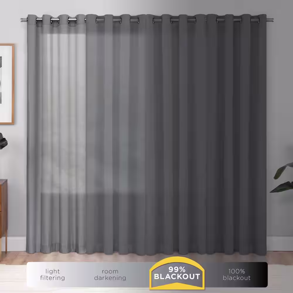Eclipse Bryson Thermaweave Latte Solid Polyester 52 in. W x 108 in. L Room Darkening Single Grommet Top Curtain Panel