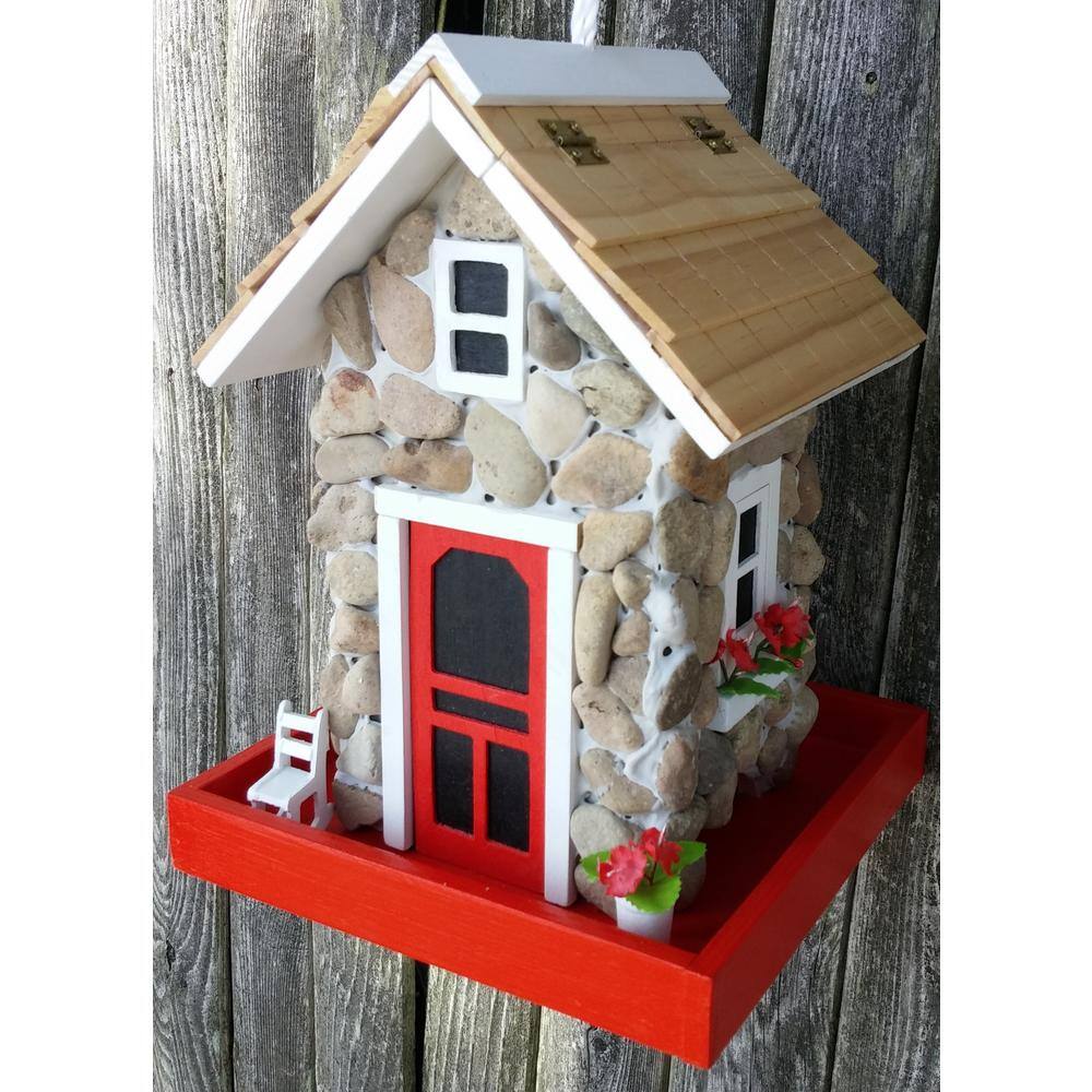 Home Bazaar Fieldstone Guest Cottage Birdfeeder