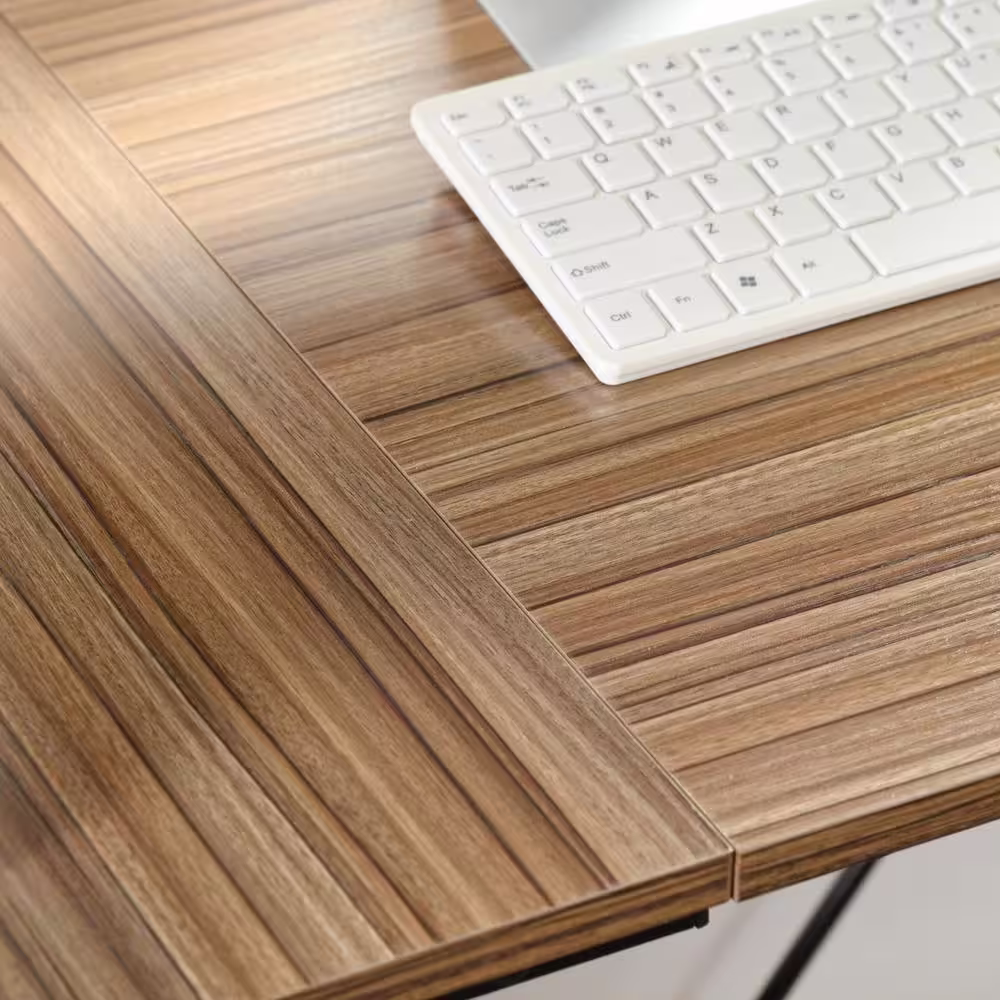 Homy Casa Maddie 47 in. Brown Manufactured Wood Computer Writing Desk with 2 Shelves