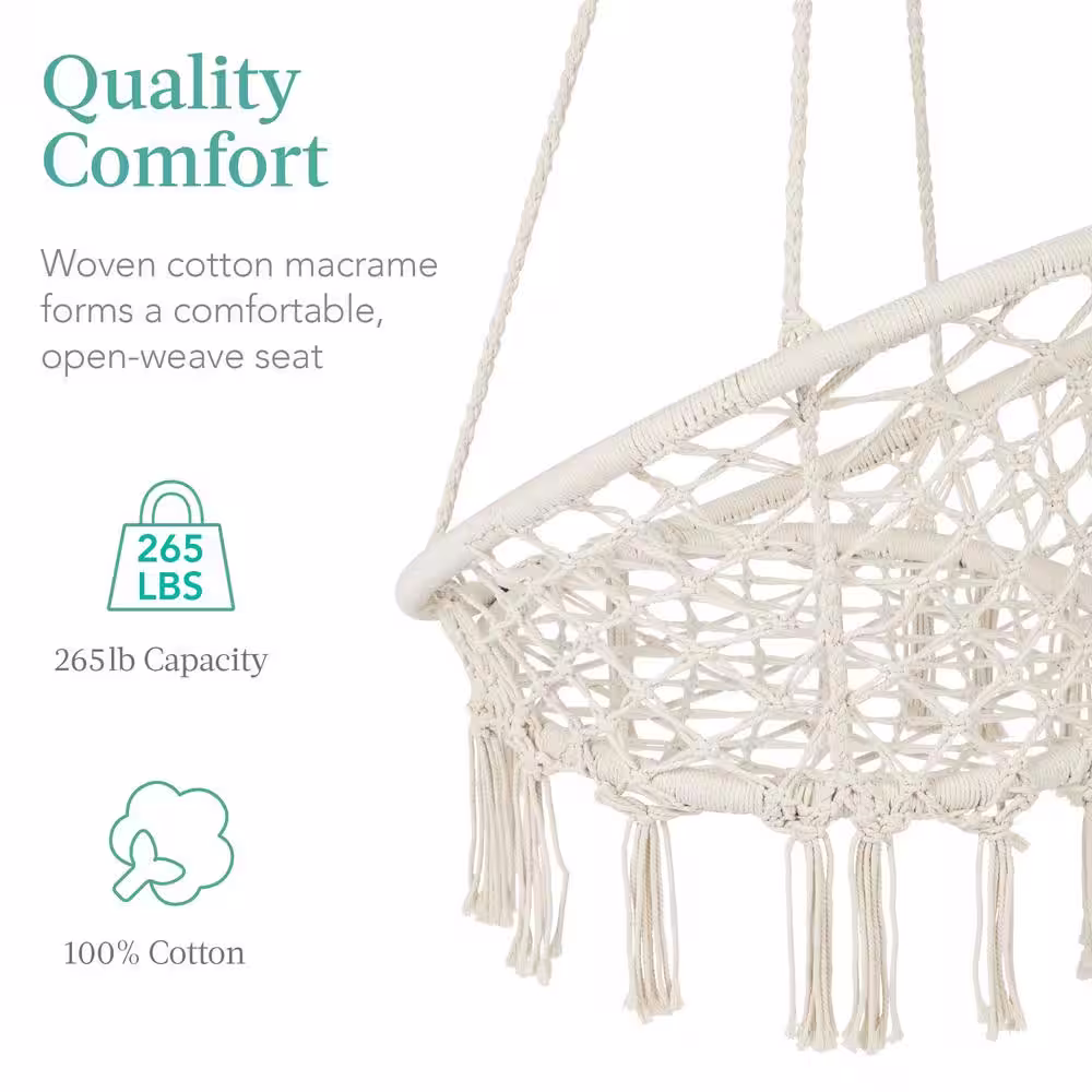 Best Choice Products Handwoven Macrame Hammock Chair in Beige
