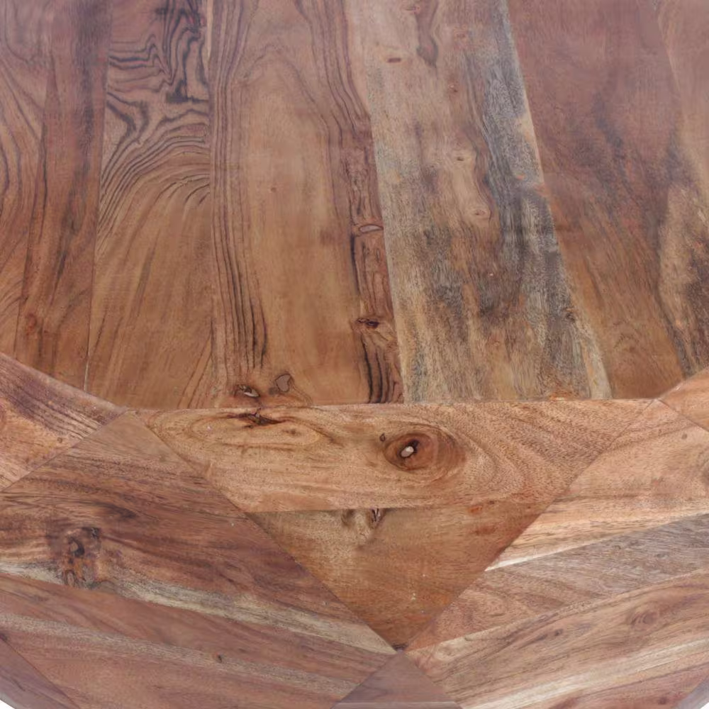 THE URBAN PORT 35 in. Brown Medium Octagon Wood Coffee Table with Smooth Top