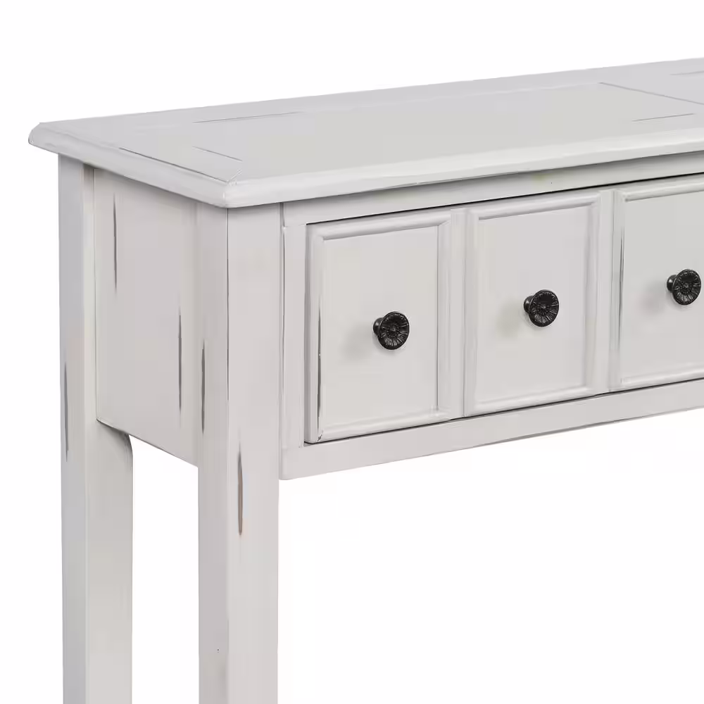 Harper & Bright Designs 60 in. White Standard Rectangle Wood Console Table with Drawers