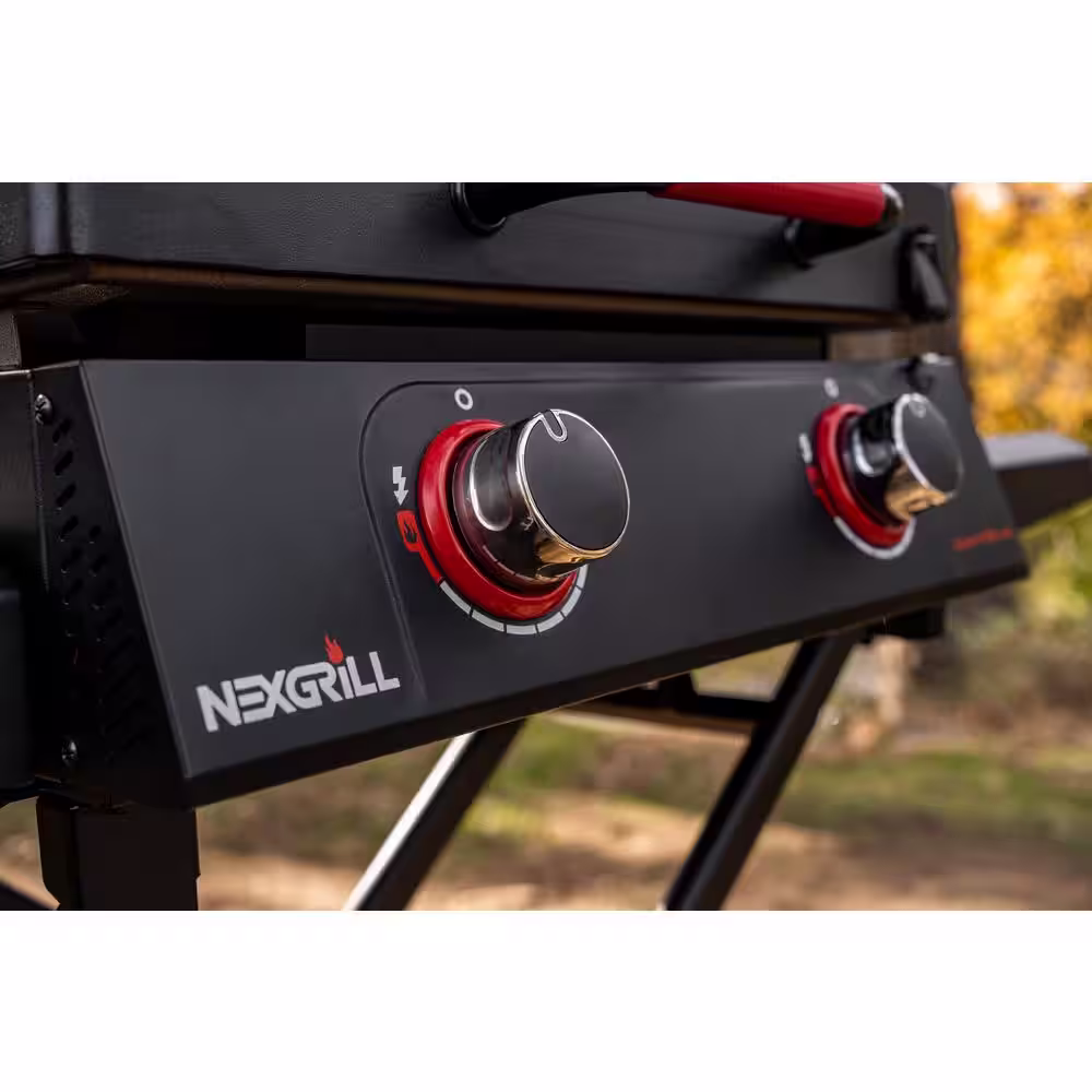 Nexgrill Daytona 2-Burner 21 in. Propane Gas Griddle with Foldable Cart in Black