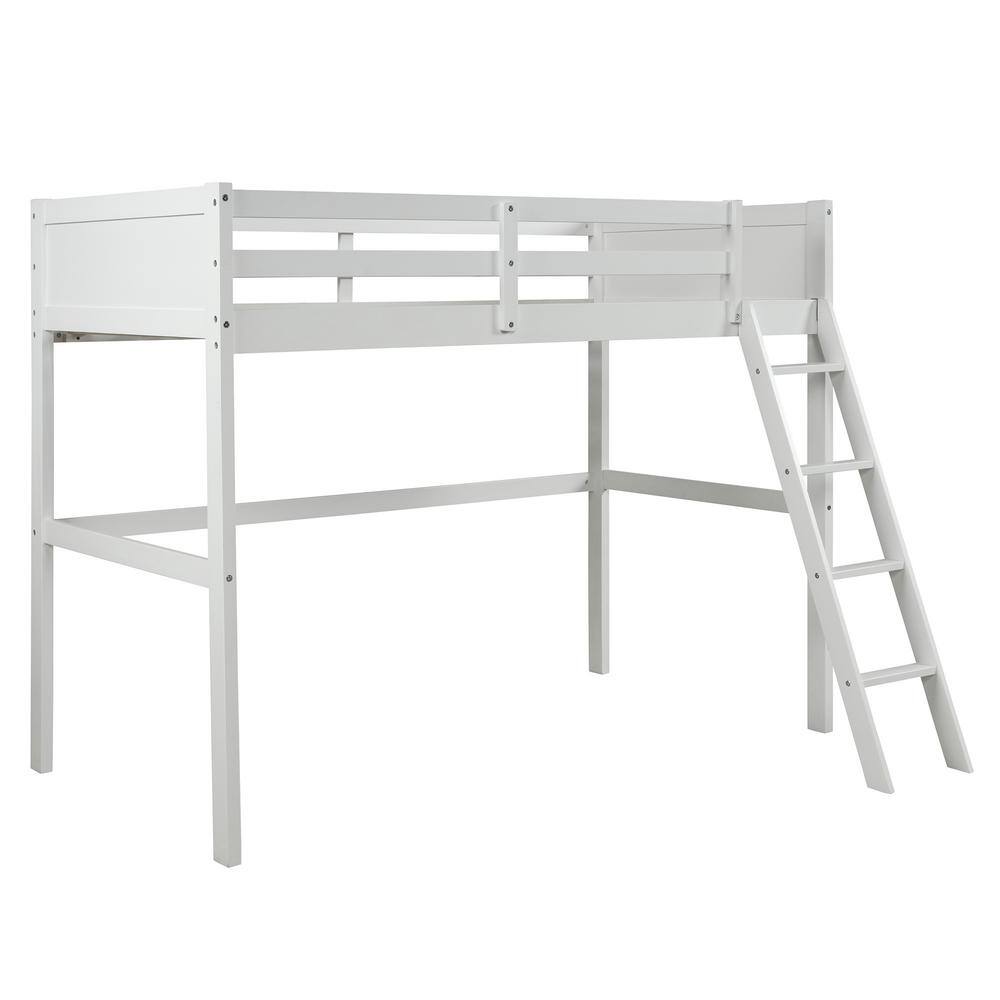 Harper & Bright Designs White Twin Over Full Loft Bed with Cabinet