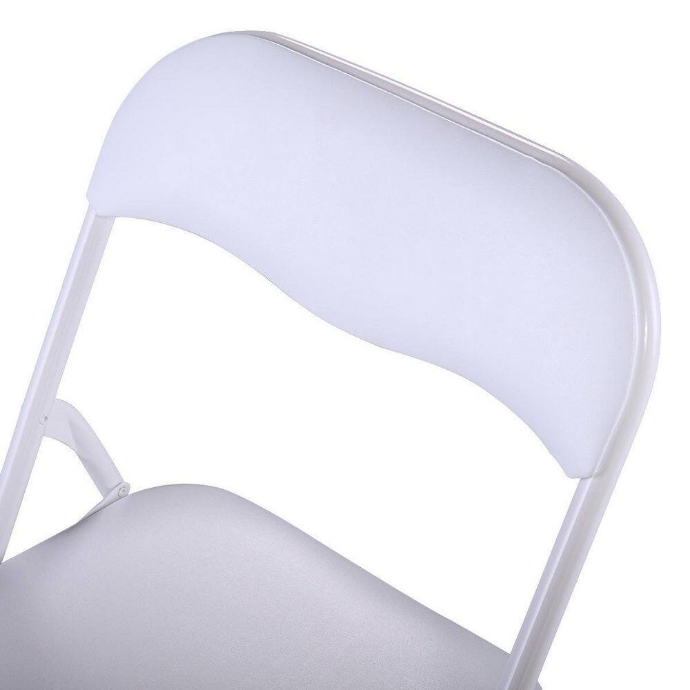None White Plastic Stackable Folding Chairs with Padded Cushion Seat(Set of 6)