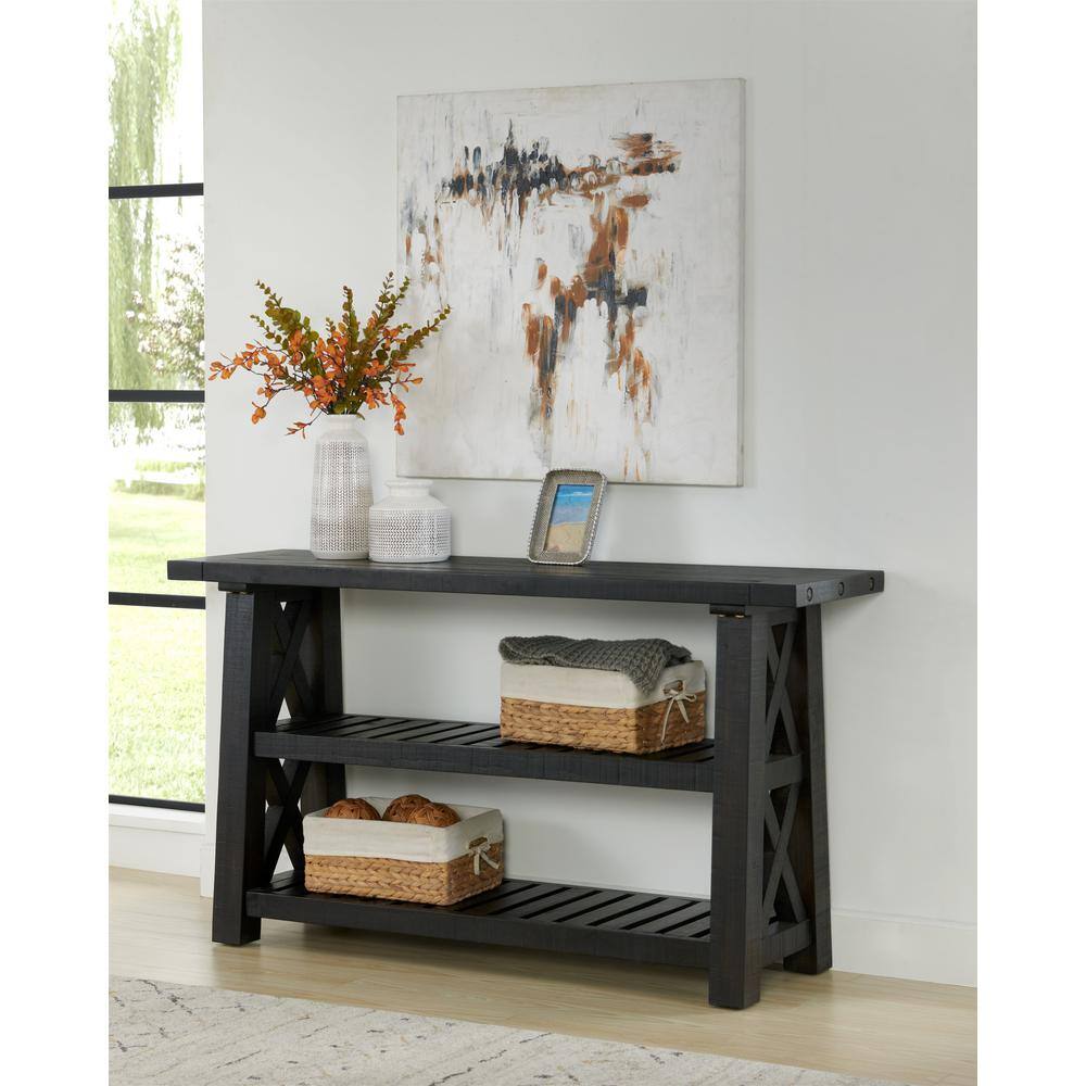 Martin Svensson Home Bolton 55 in. Black Stain Rectangle Solid Wood Console Table