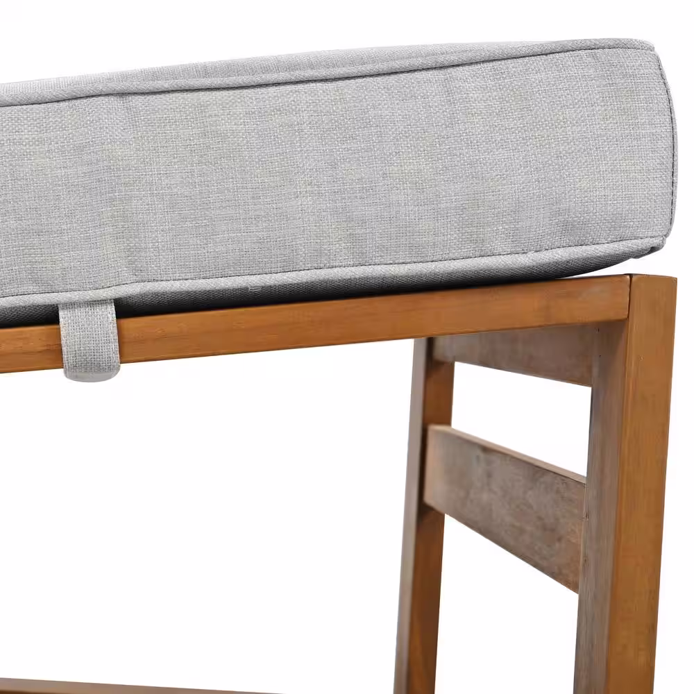 Harper & Bright Designs 6-Piece Solid Wood Patio Conversation Set with Gray Cushions, Ottomans and Pillows