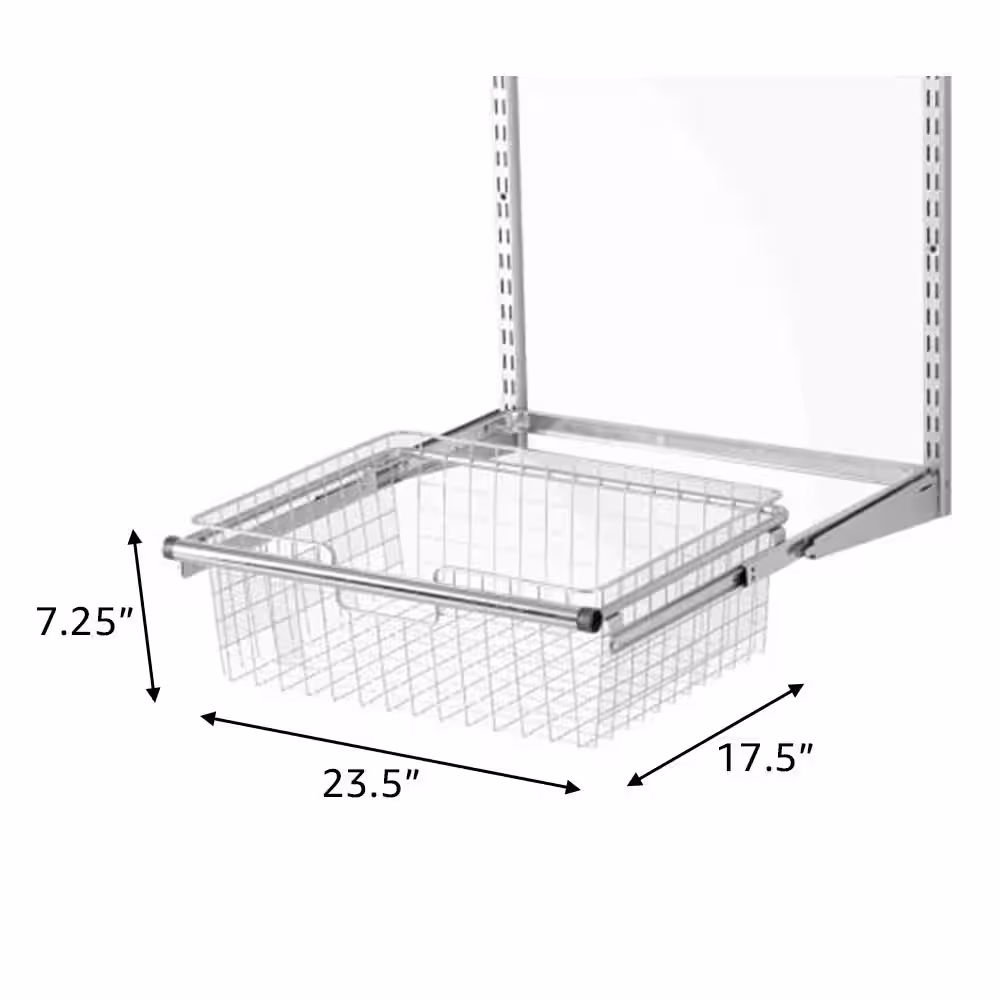 Rubbermaid 7.25 in. H x 23.5 in. W Silver Alloy 1-Drawer Close Mesh Wire Basket