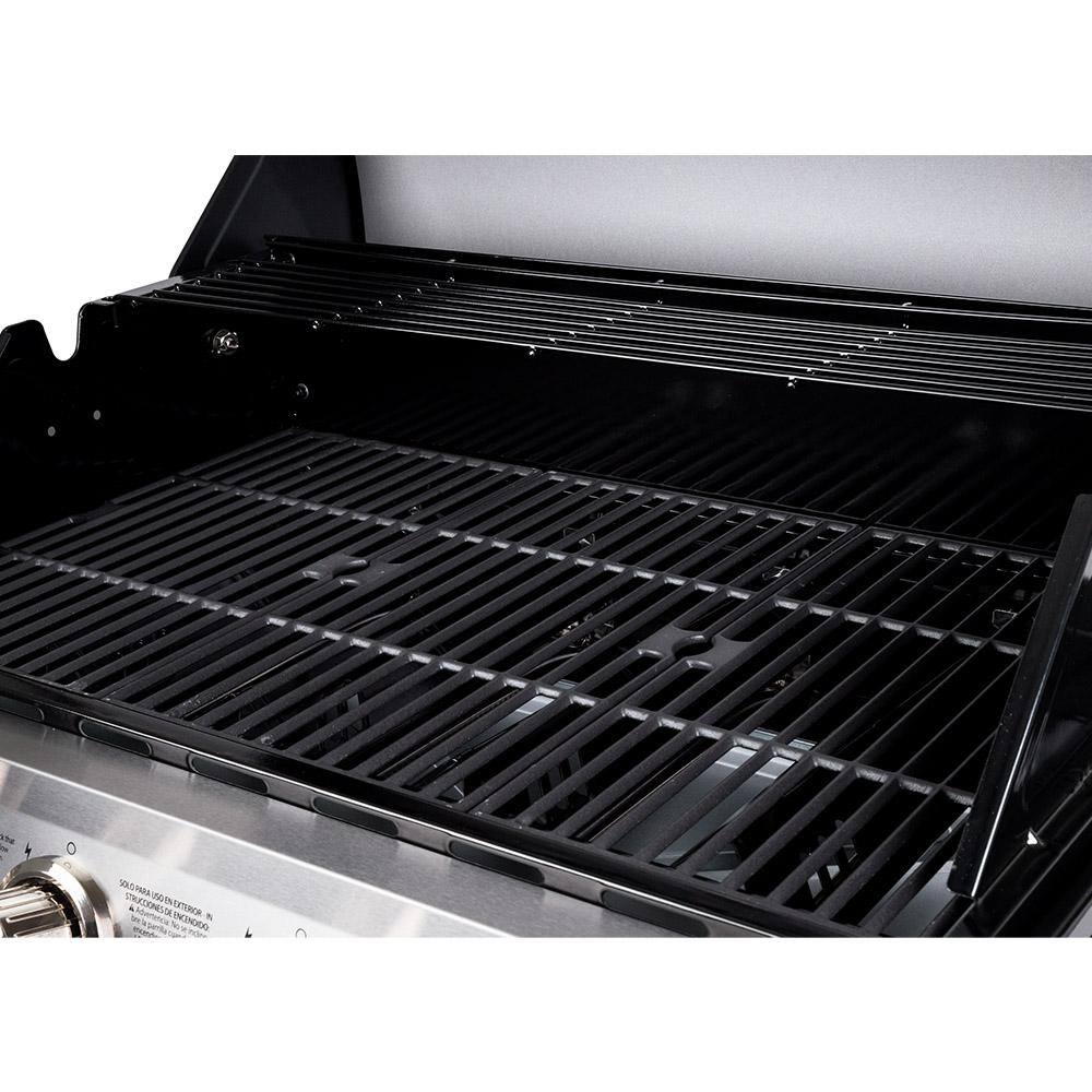Dyna-Glo 4 Burner Open Cart Propane Gas Grill in Stainless Steel with Premium 4 Burner Gas Grill Cover