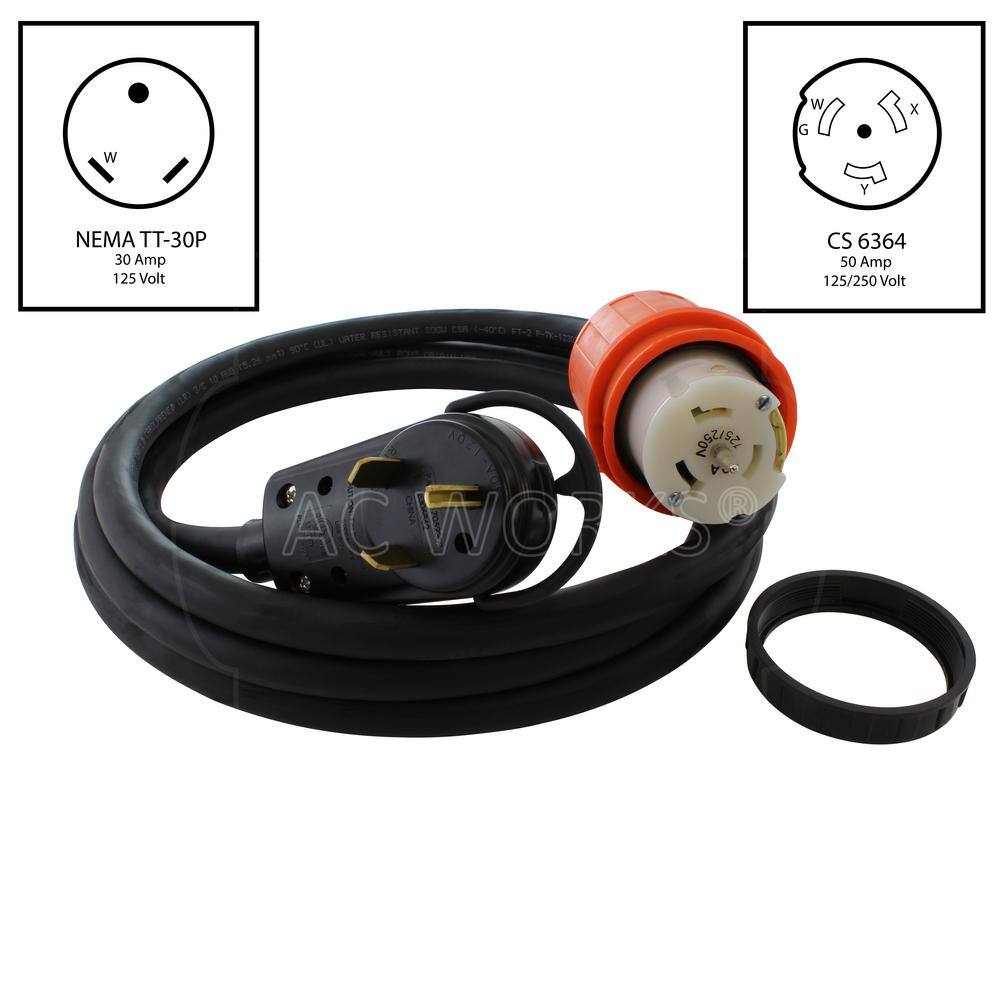 AC WORKS 10 ft. 10 Gauge Heavy Duty Indoor/Outdoor Black Extension Cord