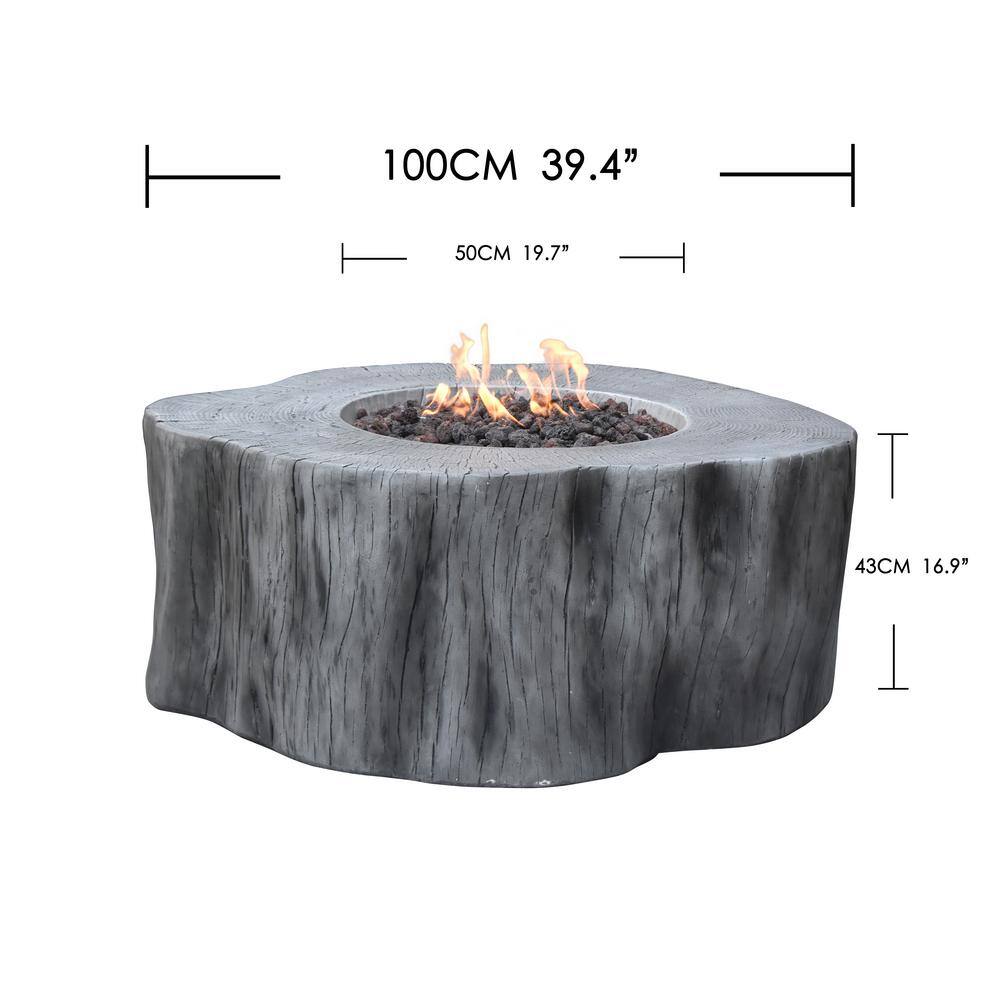 Elementi Manchester 42 in. x 39 in. x 17 in. Irregular Round Concrete Natural Gas Fire Pit Table in Classic Gray