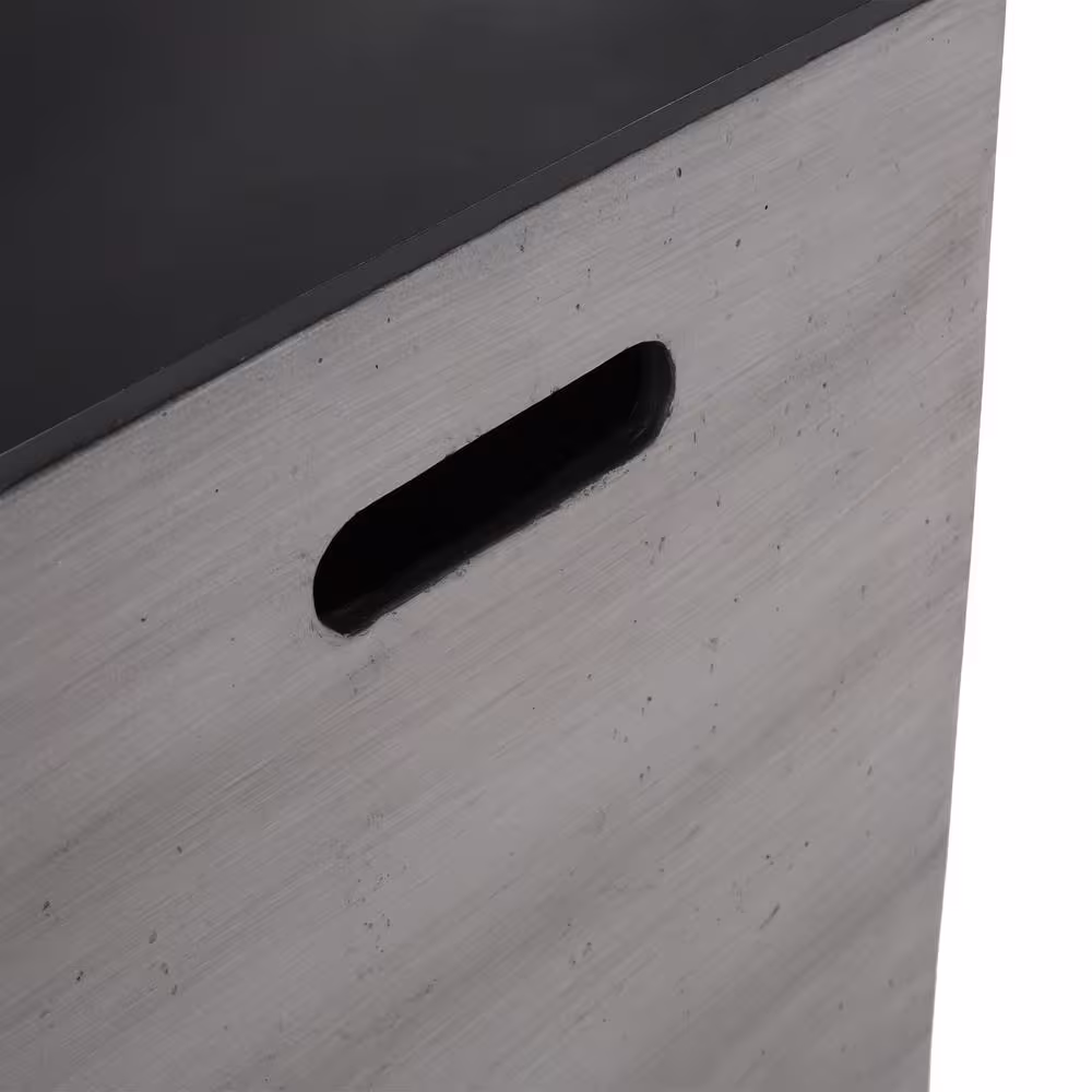 Noble House Langton 16 in. x 20 in. Rectangular Concrete Propane Fire Pit in Dark gray with Tank Holder