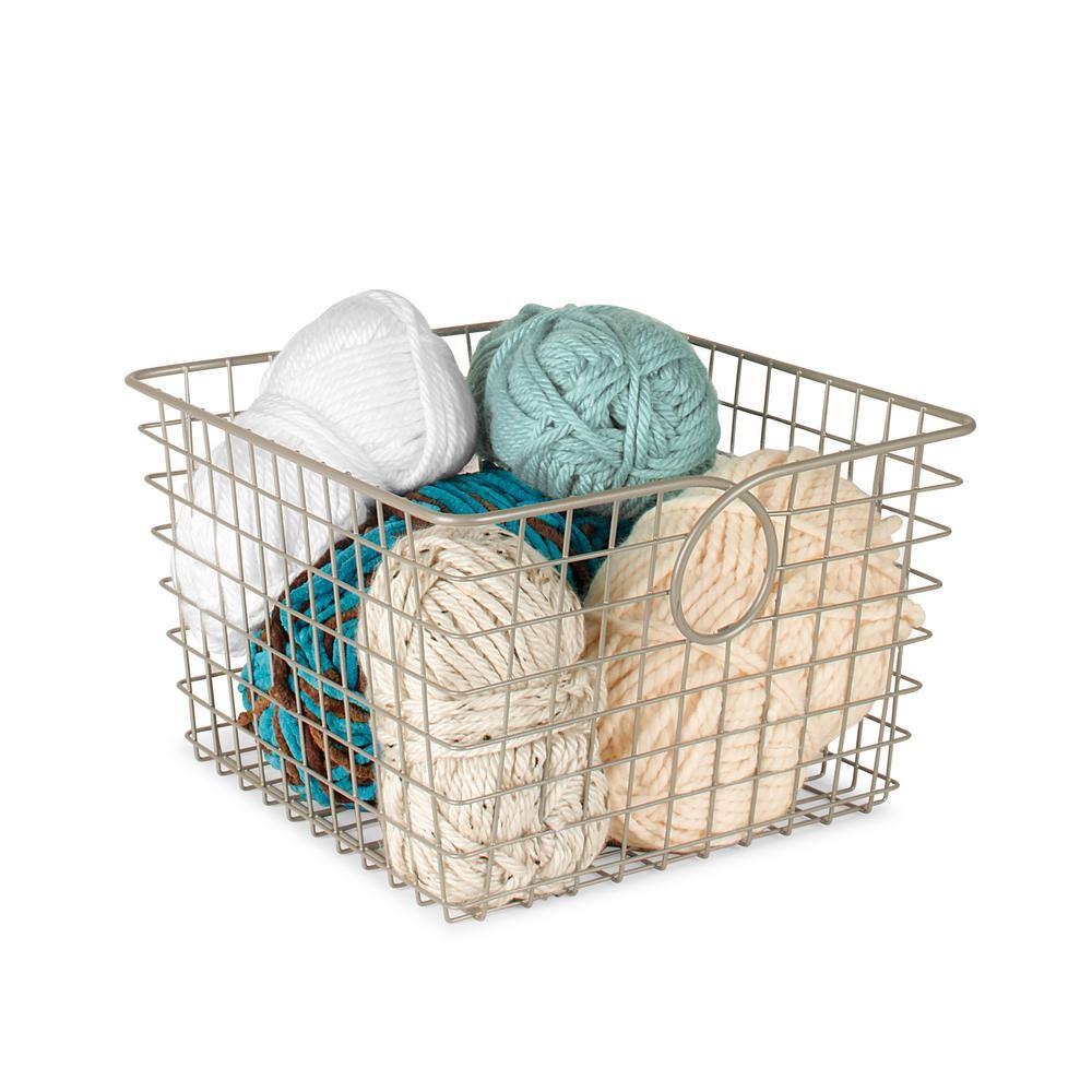 Spectrum 8 in. H x 12 in. W Nickel Steel 1-Drawer Wide Mesh Wire Basket
