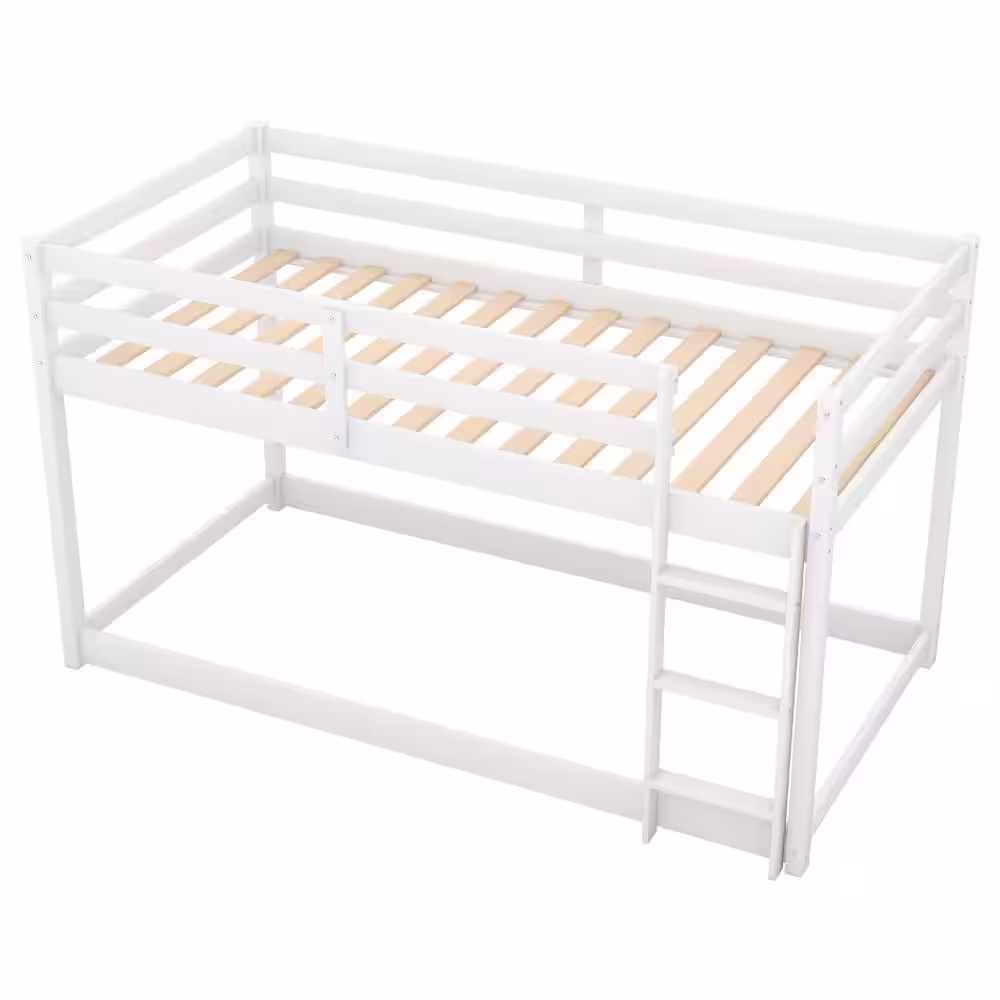 Harper & Bright Designs White High Quality Twin Over Twin Bunk Bed