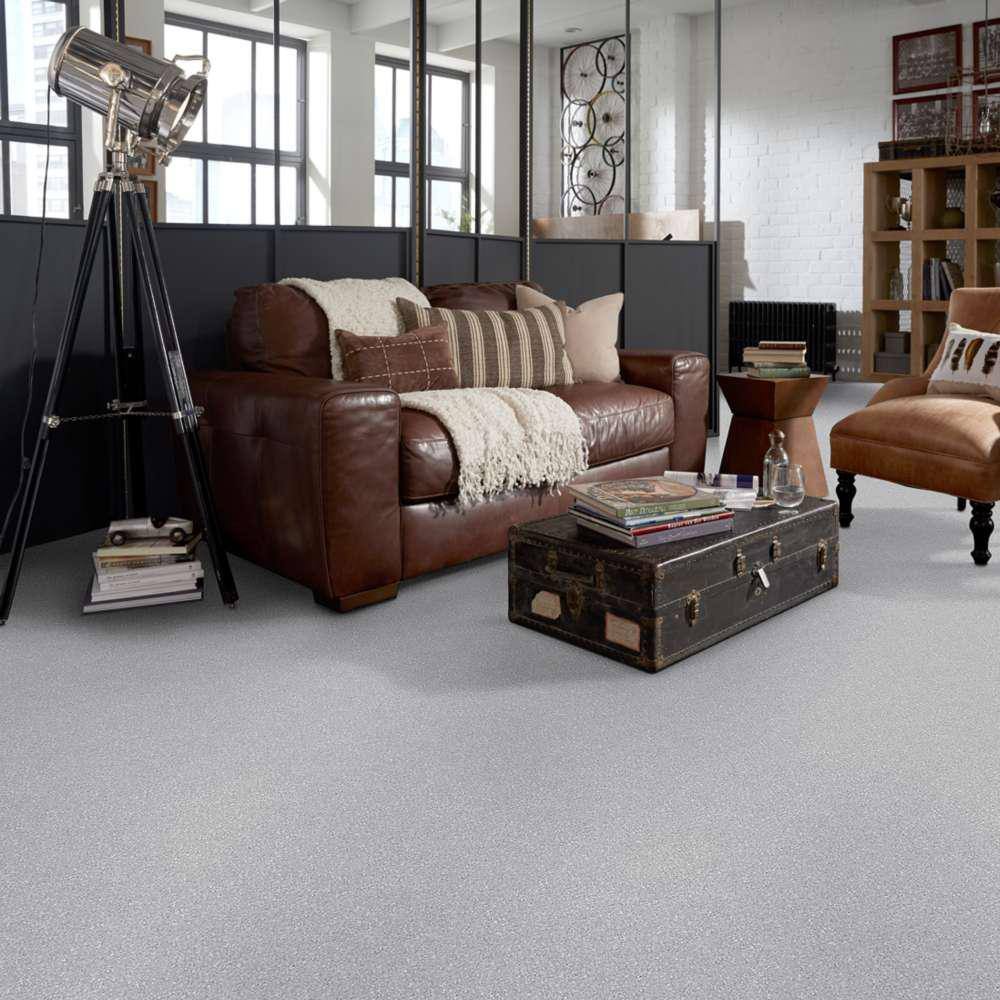 Home Decorators Collection Brave Soul I - Nightingale - Gray 34.7 oz. Polyester Texture Installed Carpet
