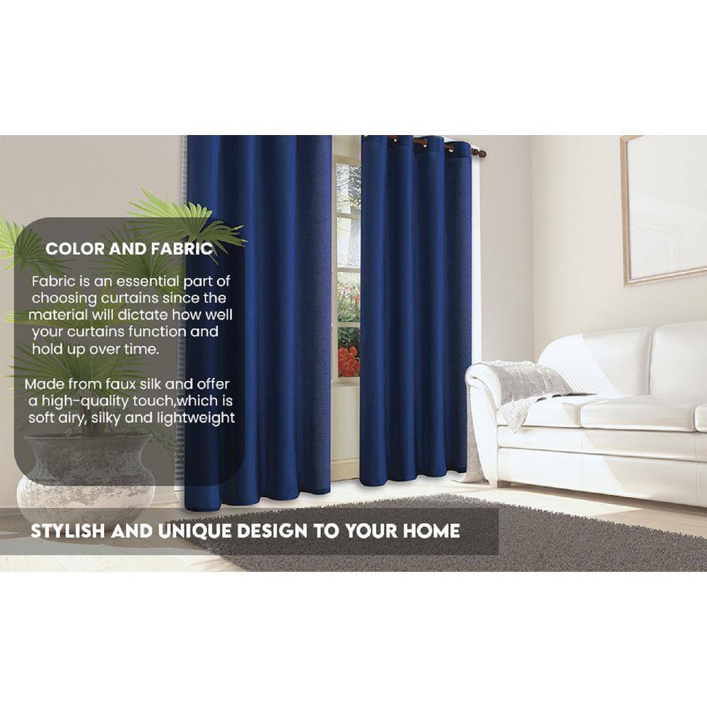 J&V TEXTILES Brick Faux Silk 100% Polyester Solid 55 in. W x 84 in. L Grommet Sheer Curtain Window Panel (Set of 2)