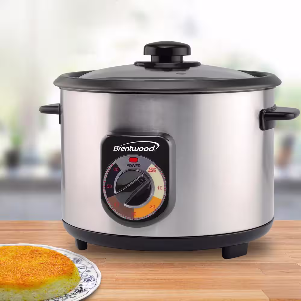 Brentwood 5-Cup Uncooked / 10-Cup Silver Cooked Crunchy Persian Rice Cooker