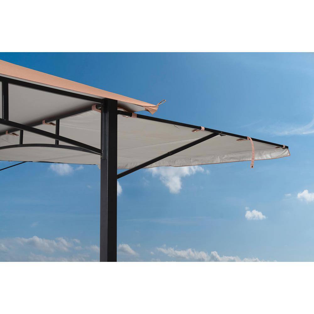 ShelterLogic 11 ft. D x 11 ft. W Redwood High-Quality Steel Gazebo in Bronze with Water-Resistant Cover and Seasonal Shade