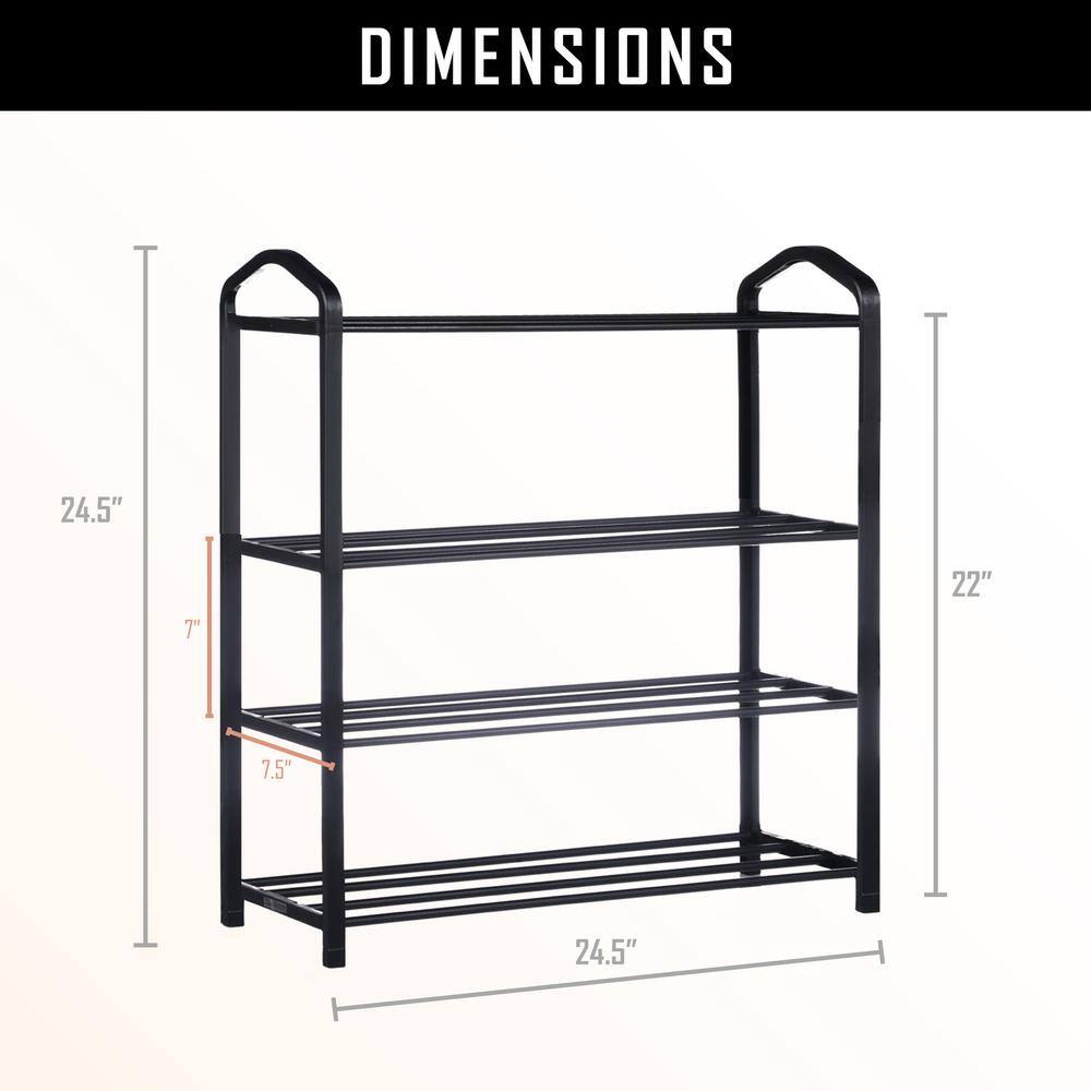 None 24.5 in. H 12-Pair Black Shoe Rack
