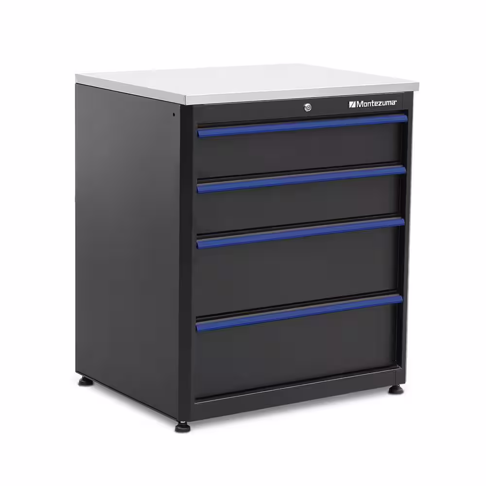 Montezuma 30.5 in. W x 35 in. H x 24 in. D 4-Drawer Steel Freestanding Base Cabinet in Black