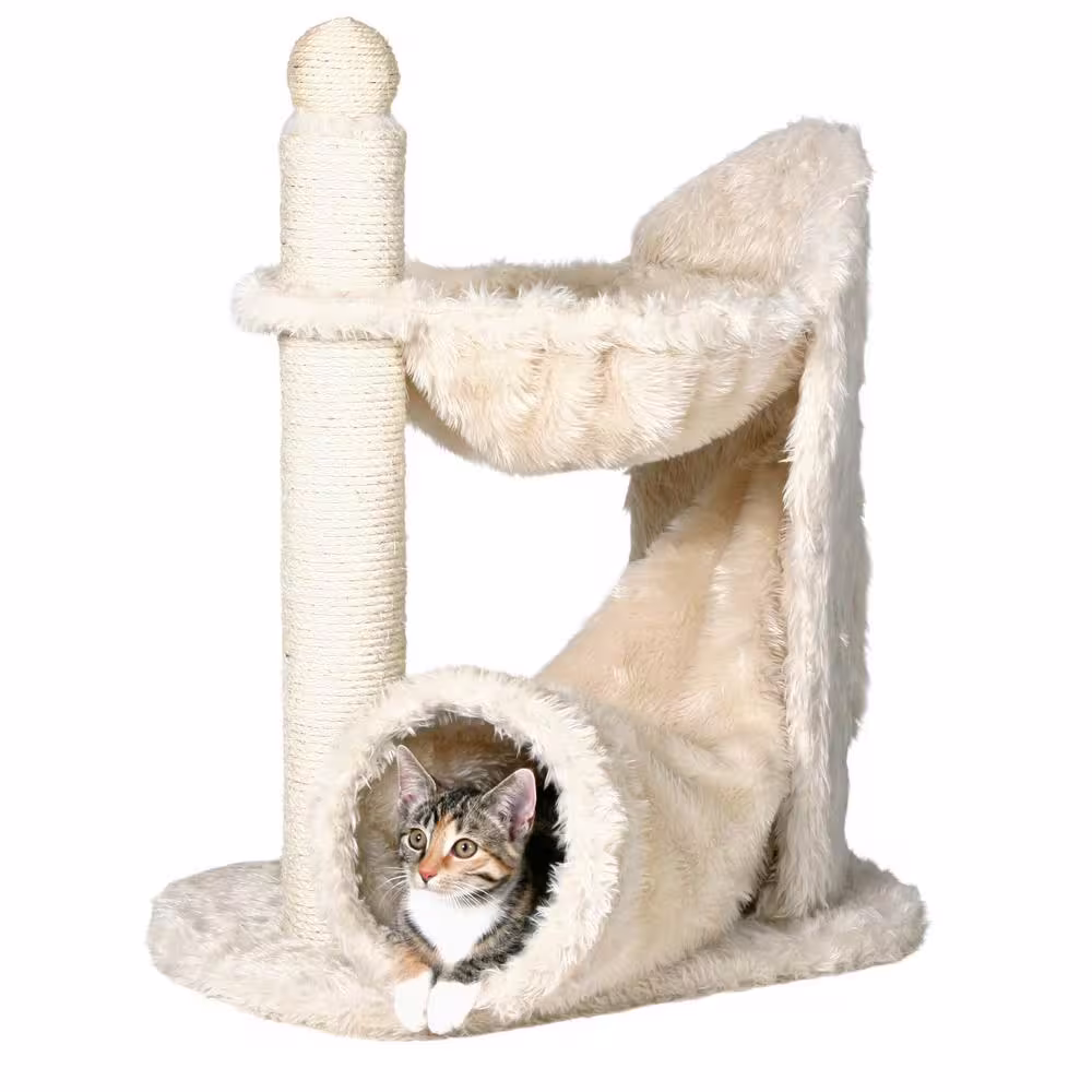 TRIXIE Baza Gandia Cat Tree with Tunnel and Hammock, Cream