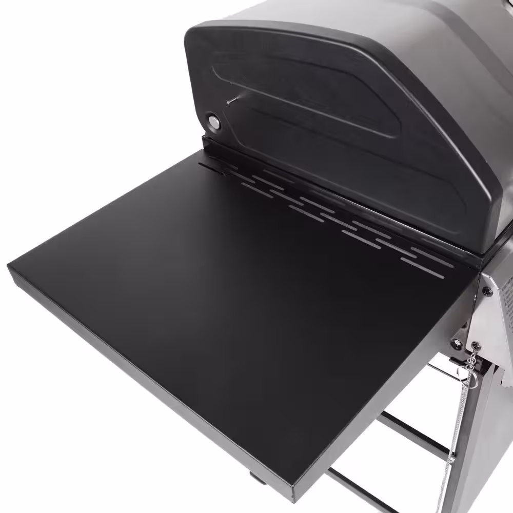 None 3 Burner Gas Grill in Black with Top Cover and Shelves Stainless Steel, 2 Number of Side Burners