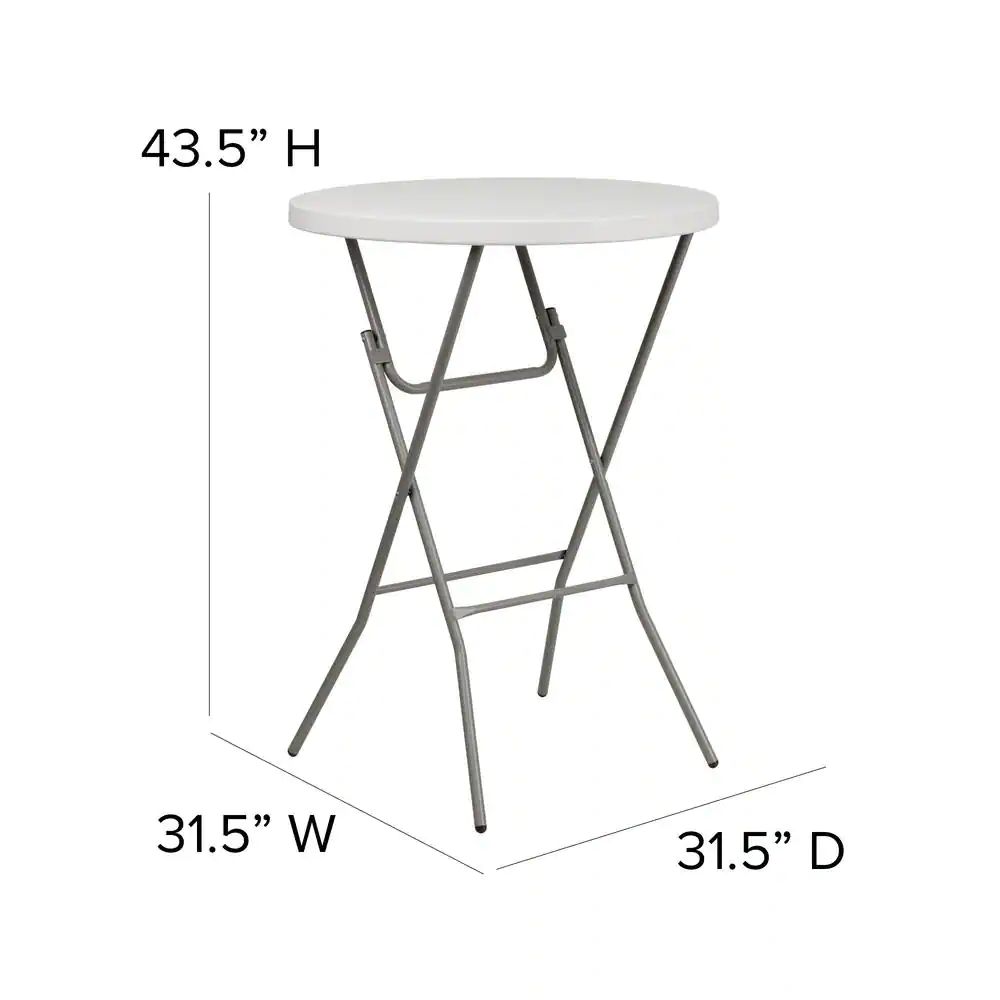 None 31.5 in. Granite White Plastic Tabletop Metal Frame Folding Table