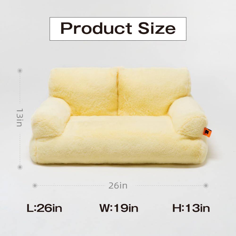 None 26 in. L x 14.56 in. W x 13 in. D Small Yellow Pet Couch Bed Washable Cat Beds Dogs Cats up to 25 lbs. Durable Dog Beds